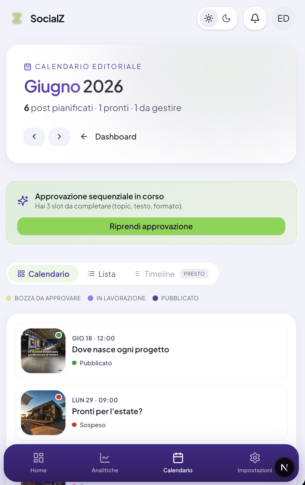SocialZ sul telefono